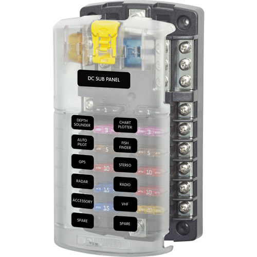 automotive fuses Car Fuse Block blue sea systems st blade fuse block, 12 circuits with negative bus and cover